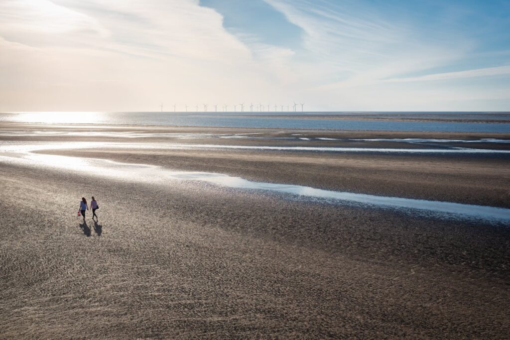 Free stock photo of a couple, beach, blue sky